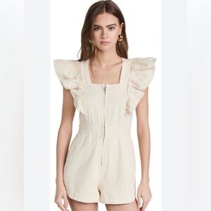 Sea New York 100% Cotton Suri Cream Colored Ruffle Sleeve Romper, size 2
